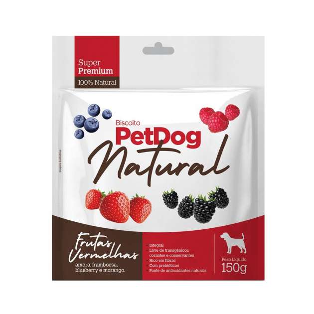 Biscoito Natural Pet Dog Frutas Vermelhas, Petisco para Cachorro, 150g