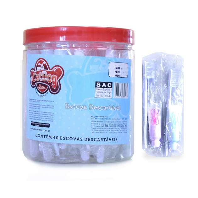 Pote Escova de Dente Descartável + Creme Dental, ideal para Clínicas e Pet Shops