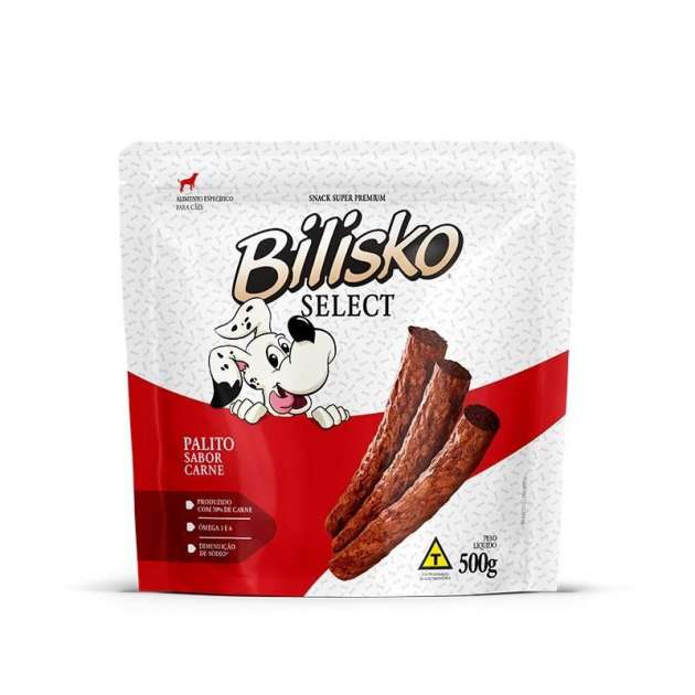 Palito Bilisko grosso Carne, Bifinho Palito para Cachorro, 500g