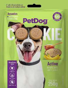 Pet Dog Cookie Active(Banana,Aveia), Petisco para Cachorro, 250g