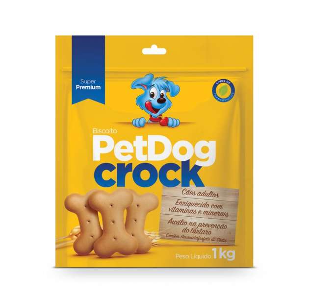 Biscoito Pet Dog Crock, Petisco para Cachorro, 1Kg