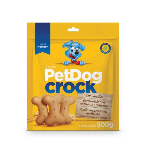 Biscoito Pet Dog Crock, Petisco para Cachorro, 500g