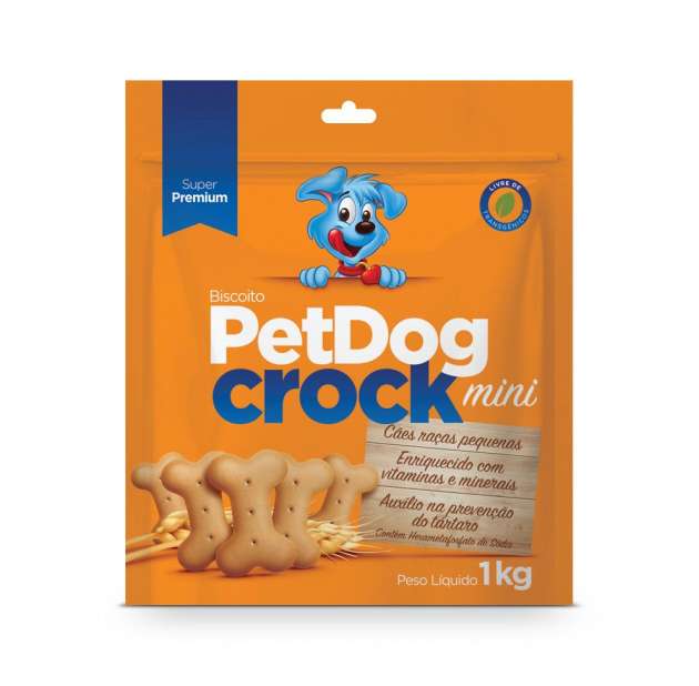 Biscoito Pet Dog Crock Mini, Petisco para Cachorro, 1Kg