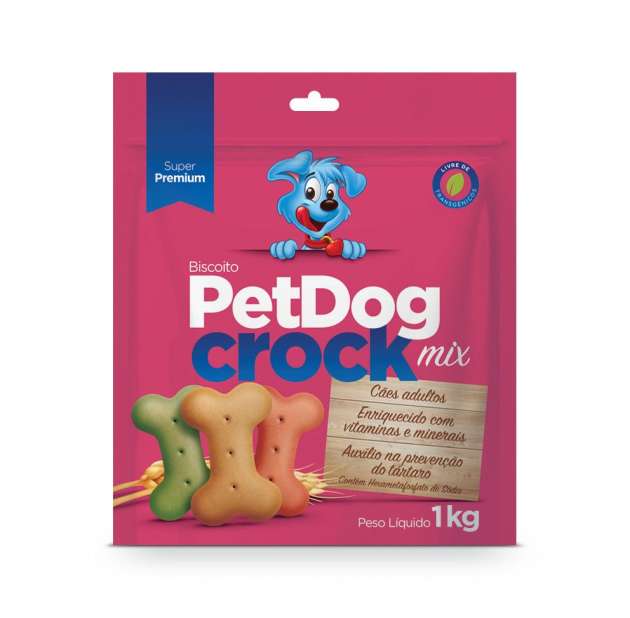 Biscoito Pet Dog Crock Mix, Petisco para Cachorro, 1Kg