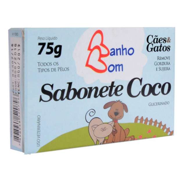 Sabonete Coco Banho Bom (75g) para Cães e Gatos