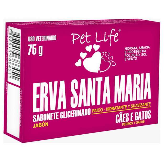 Sabonete Pet Life Erva de Santa Maria 75g para Cães