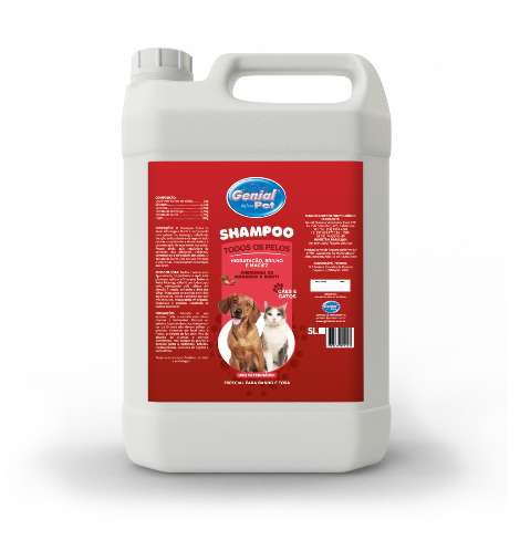 Shampoo Genial 5 Litros Morango + Buriti - p/ Cães e Gatos