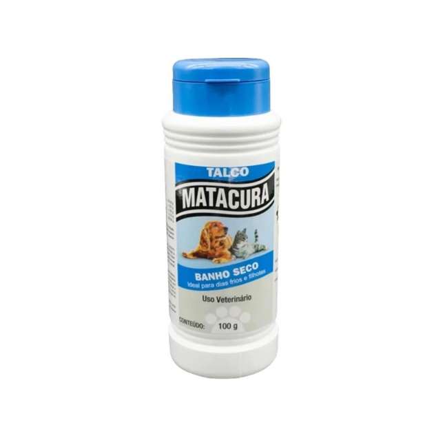 Talco Matacura Banho Seco 100g, Sem Molhar, Sem Enxágue, para Cães e Gatos